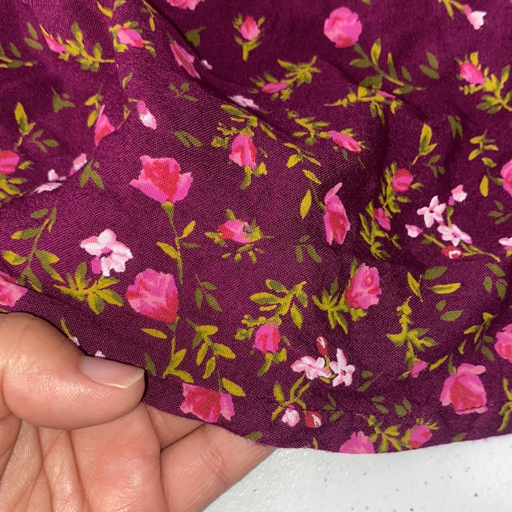 Old Navy Quarter Sleeve Maroon Floral Lightweight Dress Size XL (14) - Picture 9 of 9